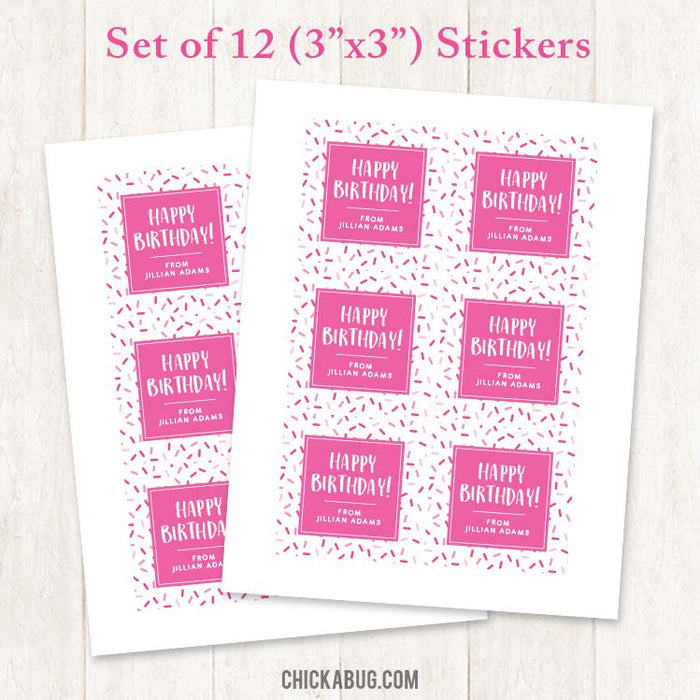 Pink Sprinkles Gift Labels