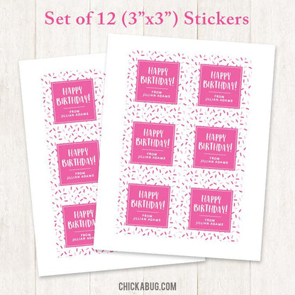 Pink Sprinkles Gift Labels