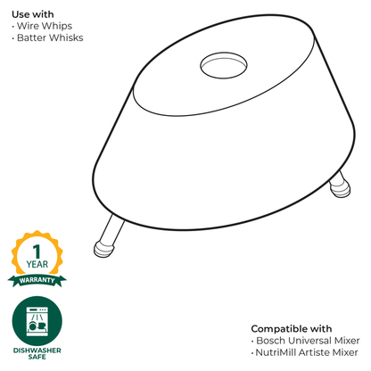 Technical illustration of a Bosch plastic whip driver with warranty and care information