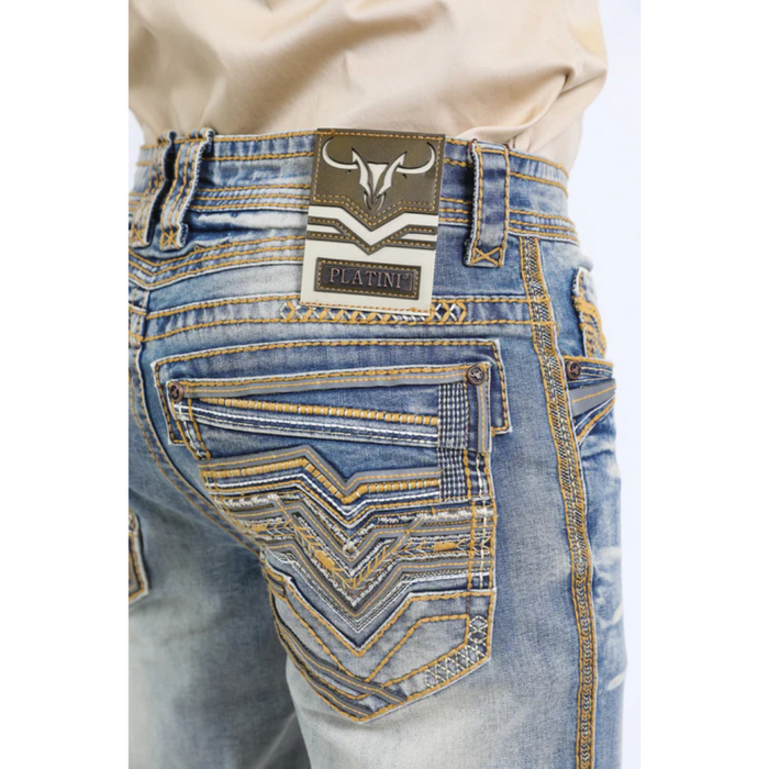 Platini Holt Men's Blue Slim Boot Cut Jeans