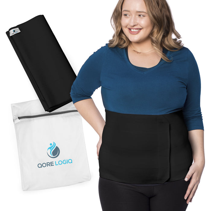Plus Size 12 Inch Abdominal Binder - QORELOGIQ||color_black&fit12_inch
