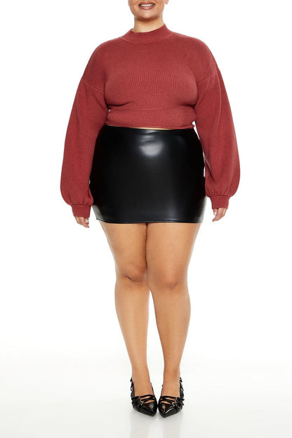 Plus Size Cropped Rib-Knit Sweater