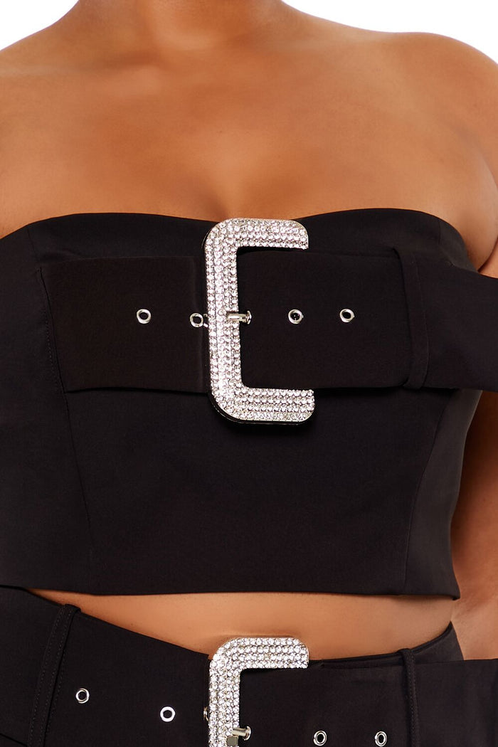 Plus Size Rhinestone Buckle Tube Top