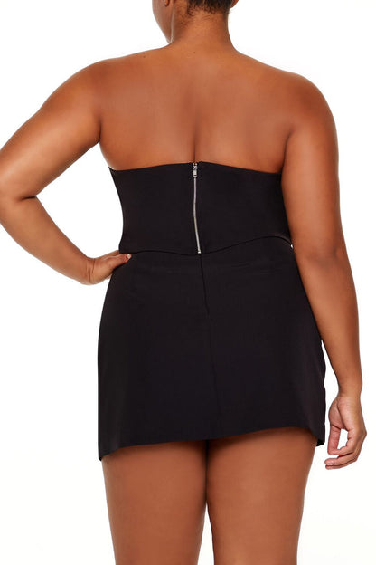 Plus Size Rhinestone Buckle Tube Top