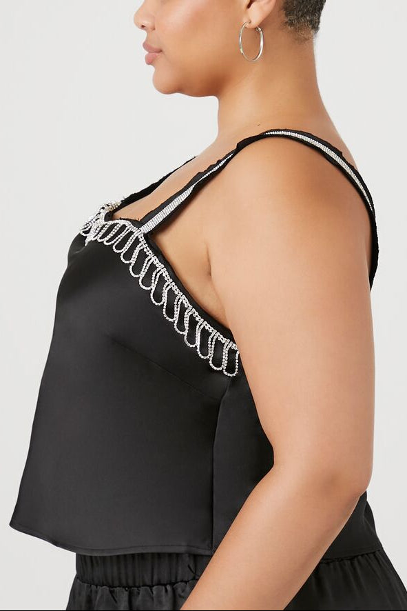 Plus Size Rhinestone-Trim Cami
