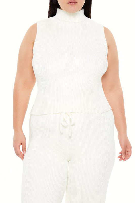 Plus Size Sweater-Knit Turtleneck Crop Top