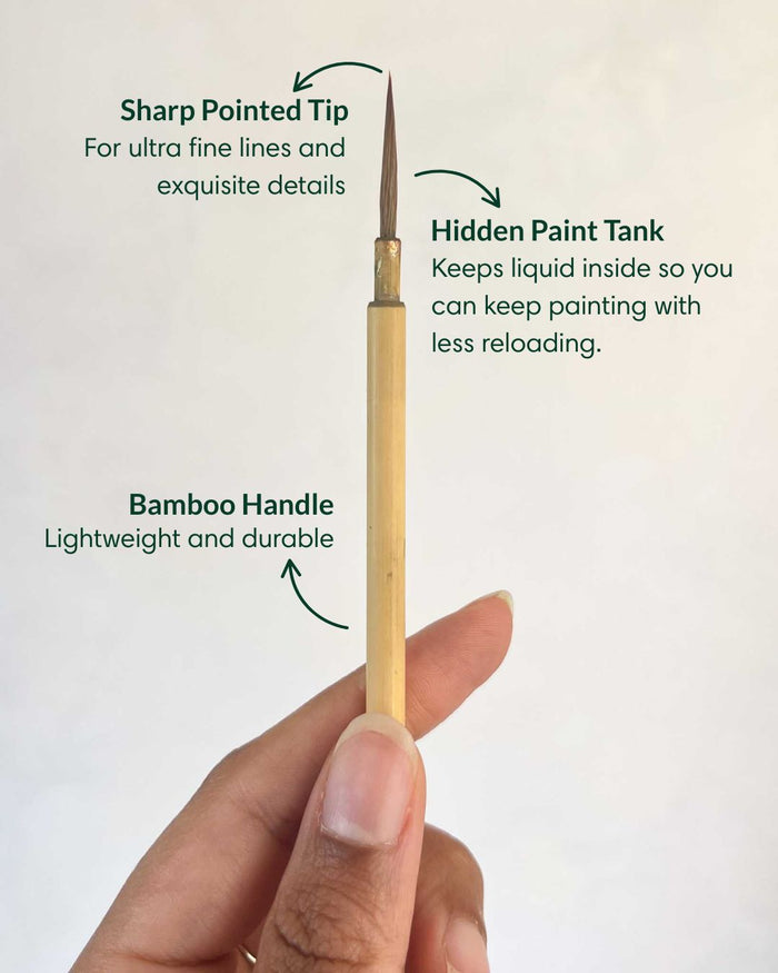 chinoiserie paint brush for fine line details with technical information