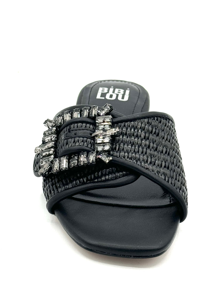 Raffia Mule dazzle accent