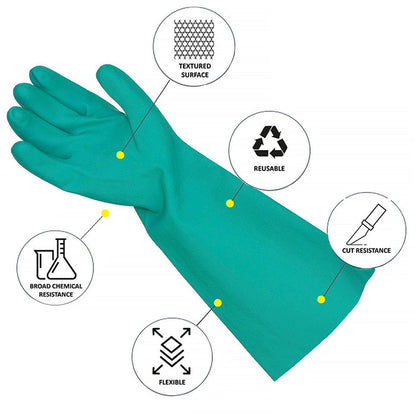 Proval Nitrile 46's Elbow Length Heavy Duty Green Nitrile Glove