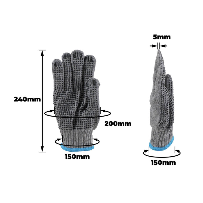 Proval Poly D Poly Cotton Grey PVC Dots Glove