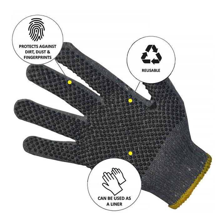 Proval Poly D Poly Cotton Grey PVC Dots Glove