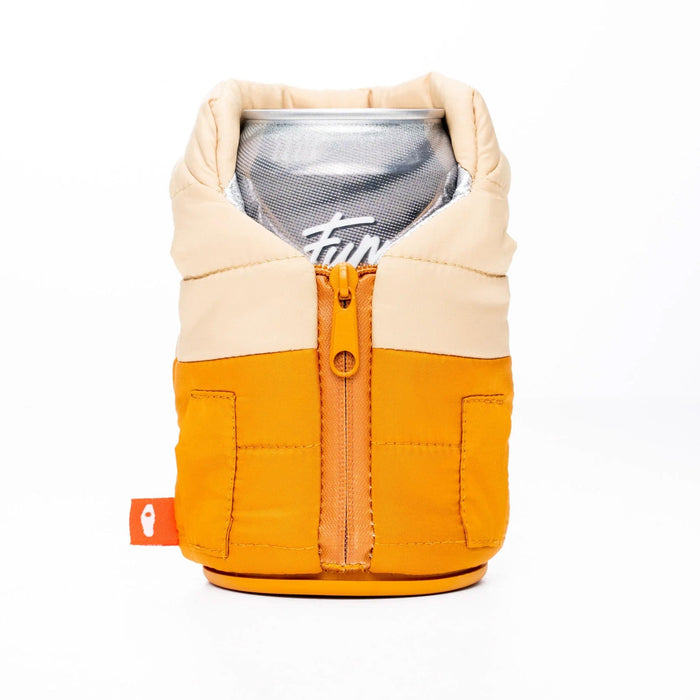 Honey Brown Custom Puffin Puffy Vest Coozie - Corporate Gifts