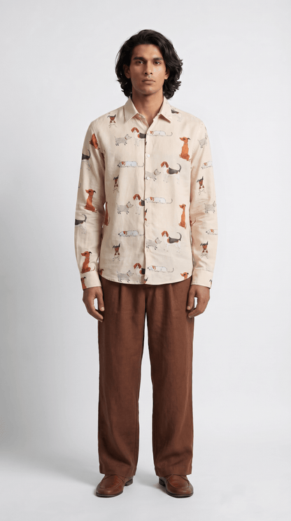 Pup Culture Shirt Men - Luxury Designer Shirt | Pure Linen | Partywear shirt for Men - Naymish Designs