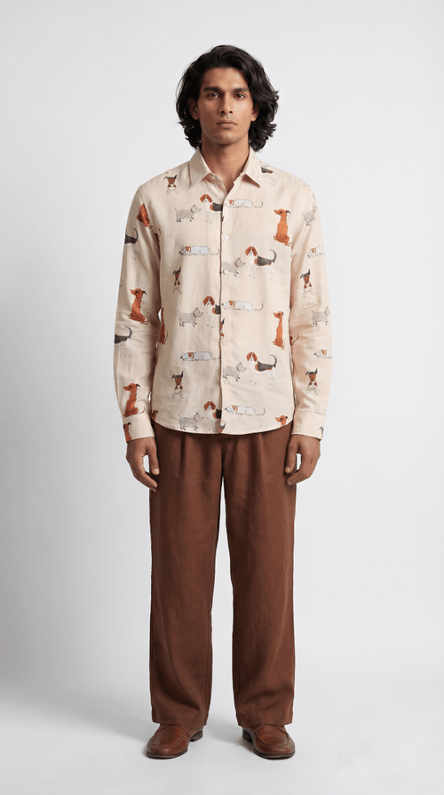 Pup Culture Shirt Men - Luxury Designer Shirt | Pure Linen | Partywear shirt for Men - Naymish Designs