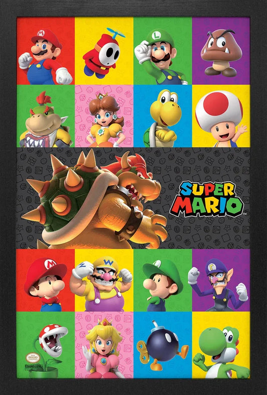Pyramid America Super Mario - 3D Friends & Foes 11" x 17" Wall Framed