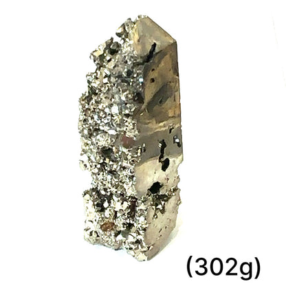 4) Pyrite Gemstone tower is 4.5'' x 1.5'' and weighs .062 lbs. /302g