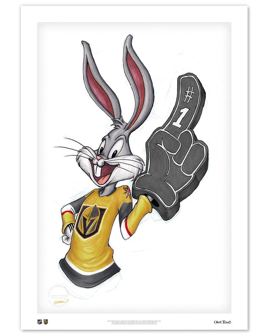 Rabbit Hockey Fan x NHL Golden Knights Bugs Bunny Art Print