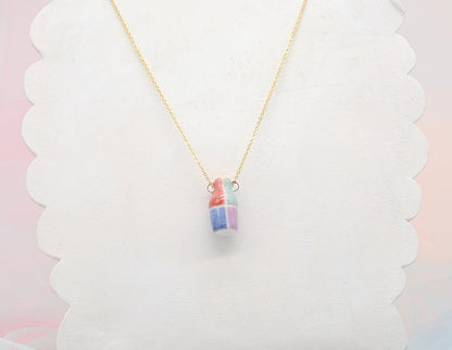Rainbow Checker Pot Necklace - Juice Ceramics