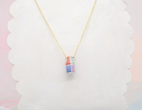 Rainbow Checker Pot Necklace - Juice Ceramics