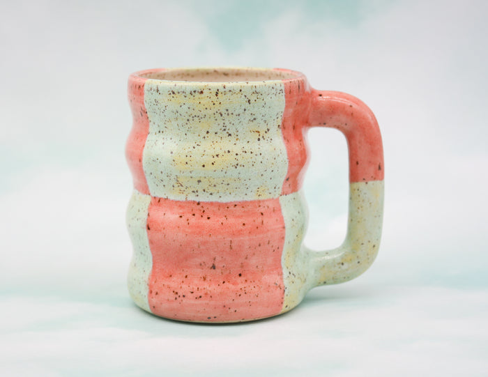 Red and Honeydew Checkerboard Mug