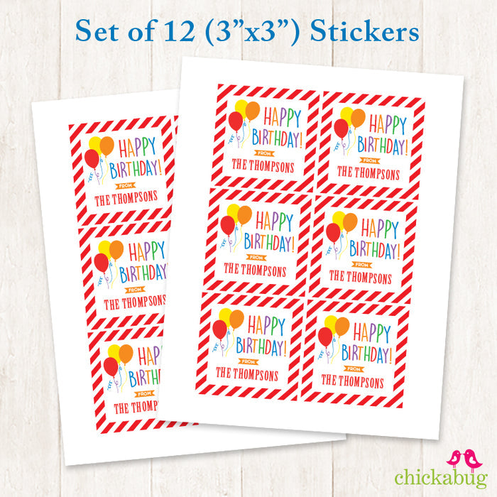 Red Balloons Birthday Gift Labels
