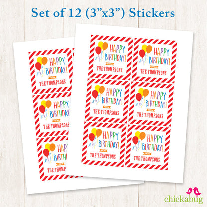 Red Balloons Birthday Gift Labels