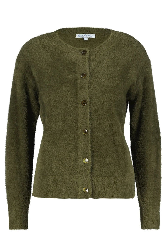 Red Button SRB4345 Fluffy Cardigan Army Green - Dotique - Not specified