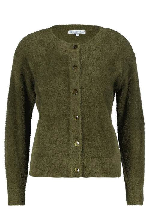 Red Button SRB4345 Fluffy Cardigan Army Green - Dotique - Not specified