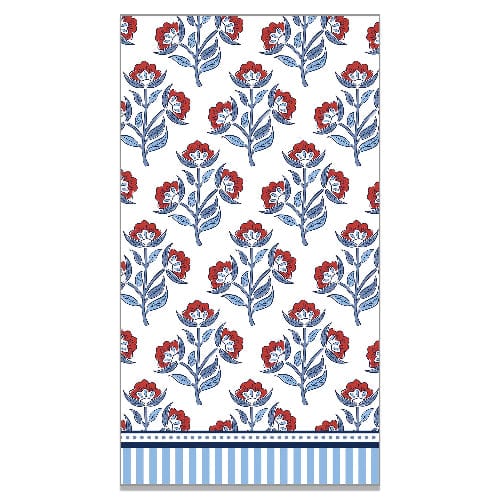 WH Hostess Social Stationery Red Floral Block Print Guest Towels