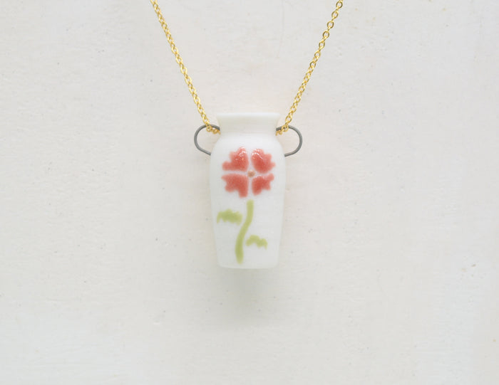 Red Flower Pot Necklace - Juice Ceramics