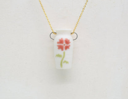 Red Flower Pot Necklace - Juice Ceramics