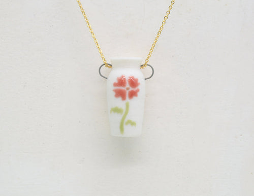 Red Flower Pot Necklace - Juice Ceramics