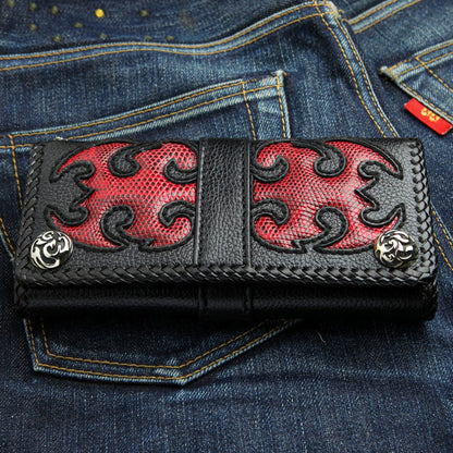 Scorpion Design Genuine Leather Tri-fold Biker Wallet