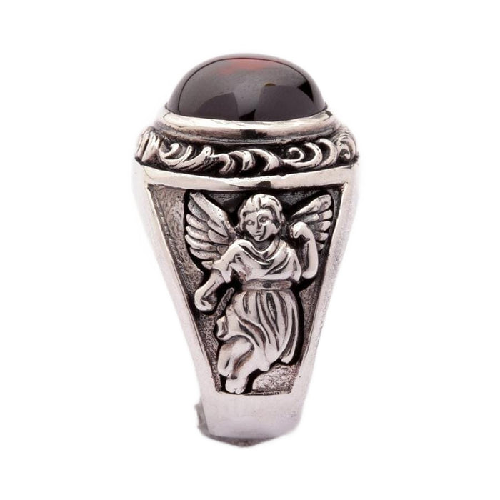 Handcrafted red gemstone love ring for men