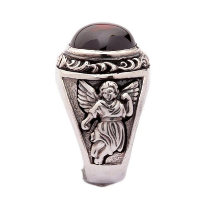 Handcrafted red gemstone love ring for men
