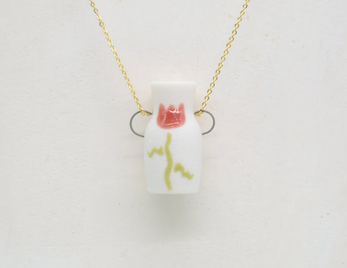 Red Tulip Pot Necklace - Juice Ceramics