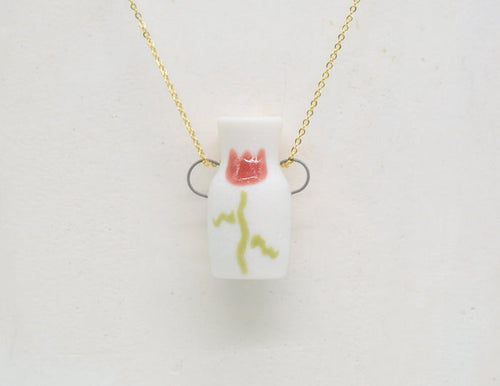 Red Tulip Pot Necklace - Juice Ceramics