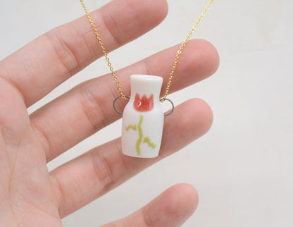 Red Tulip Pot Necklace - Juice Ceramics