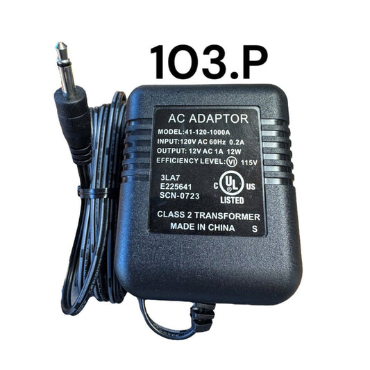 Replacement Adapter 12V AC 1000mA black male jack