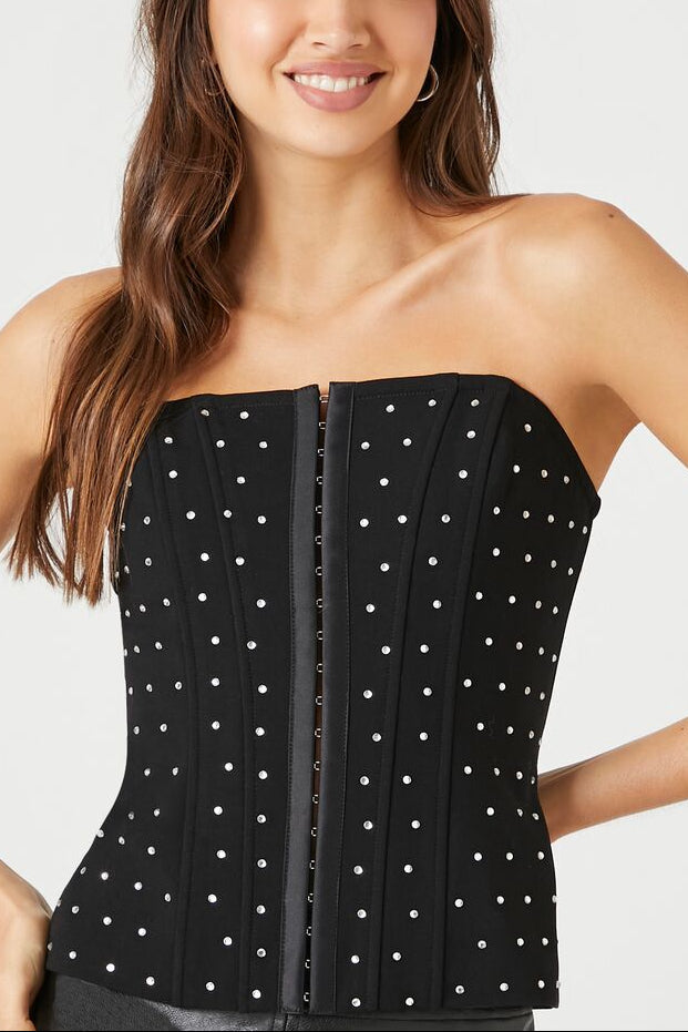 Rhinestone Corset Tube Top