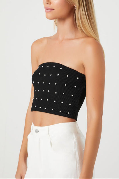 Rhinestone Cropped Tube Top