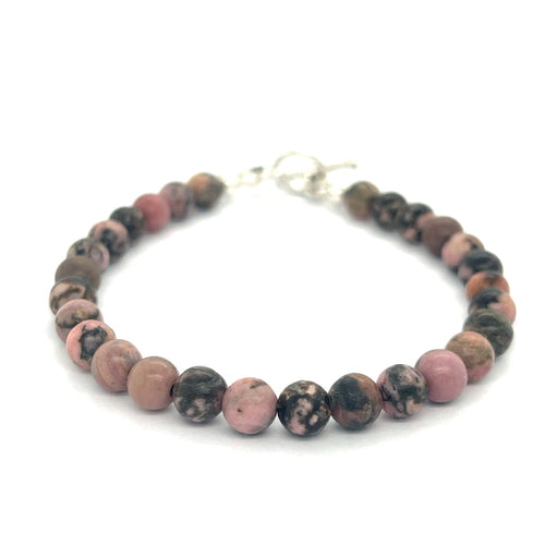 Rhodonite gemstone bracelet, jewelry