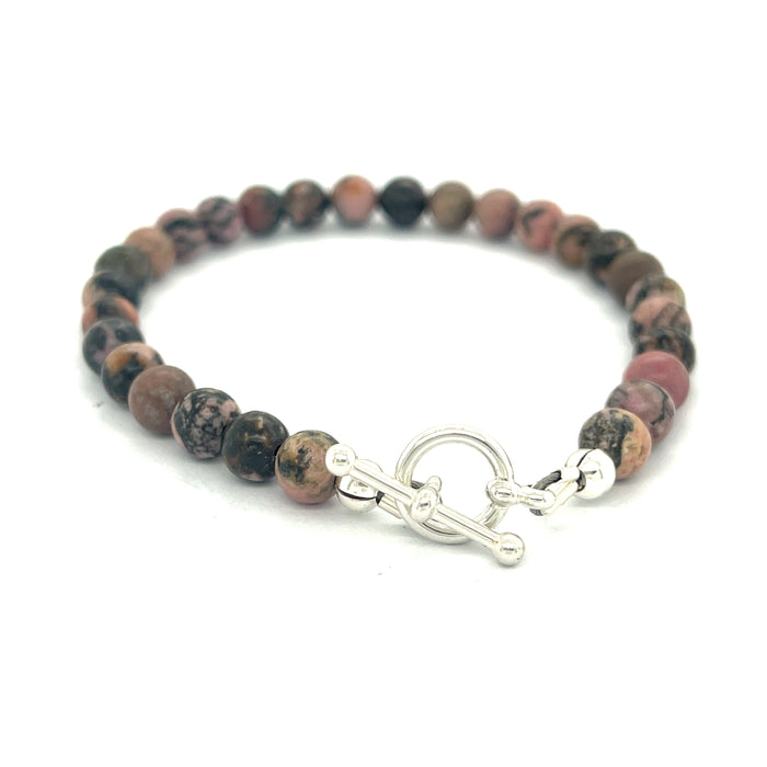 Rhodonite gemstone bracelet, jewelry