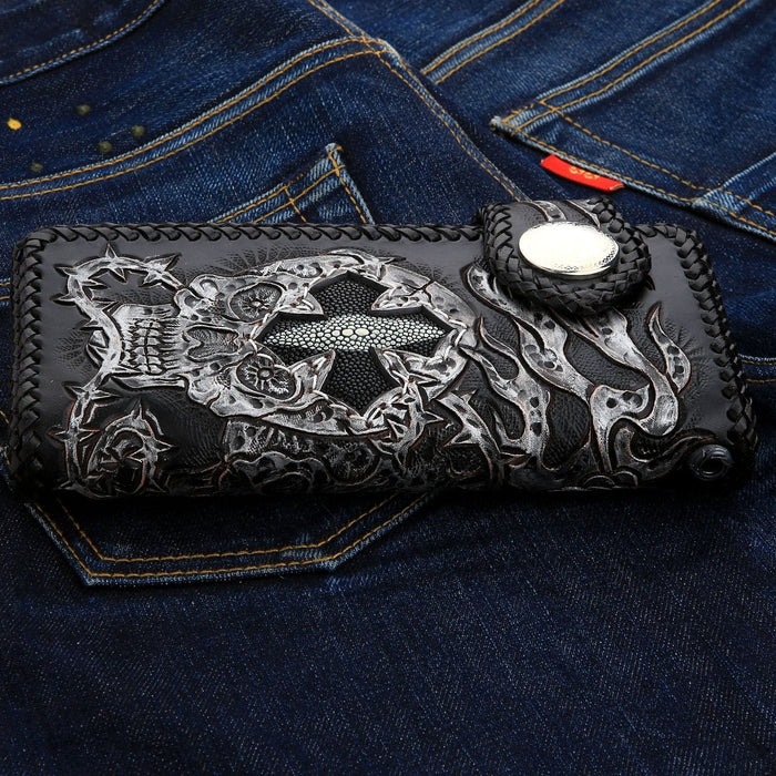Biker Wallet with Rider Skull Design