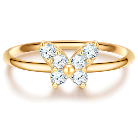 Ring mit Motiv Schmetterling gold mit Zirkonia