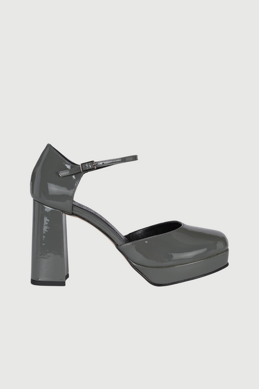 Rita Heels in Grey Patent Leather