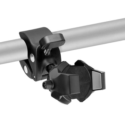 The RoadVise® Ultra Phone and Tablet Clamp Post Mount securely attaches to handlebars or posts, with a black adjustable clamp and padded holder for safely securing your phone or GPS device.