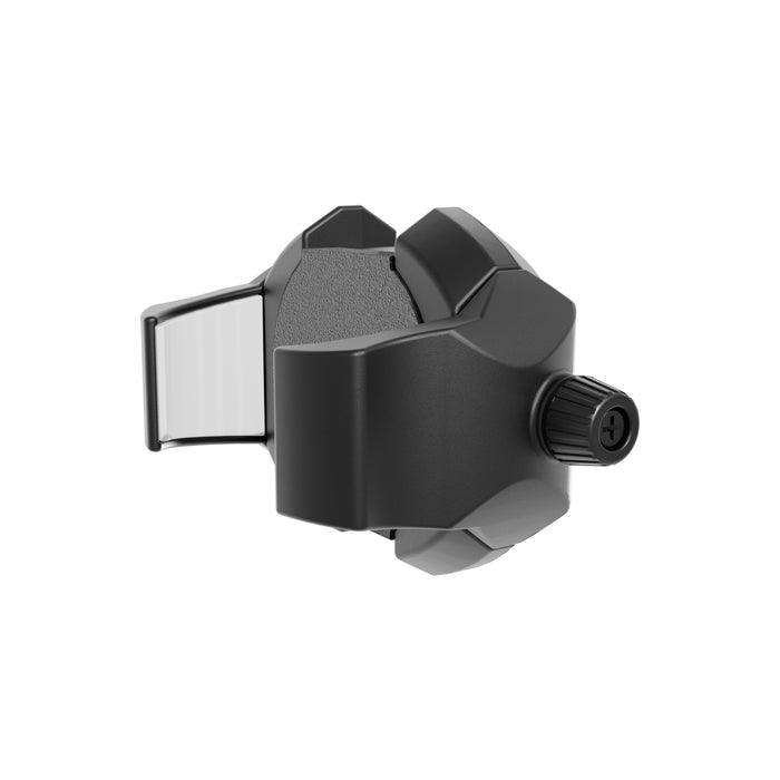 The RoadVise® Ultra Phone and Tablet Holder is a black and gray adjustable plastic clamp with a tightening knob, perfect for securely mounting your device or accessory using AMPS compatibility.