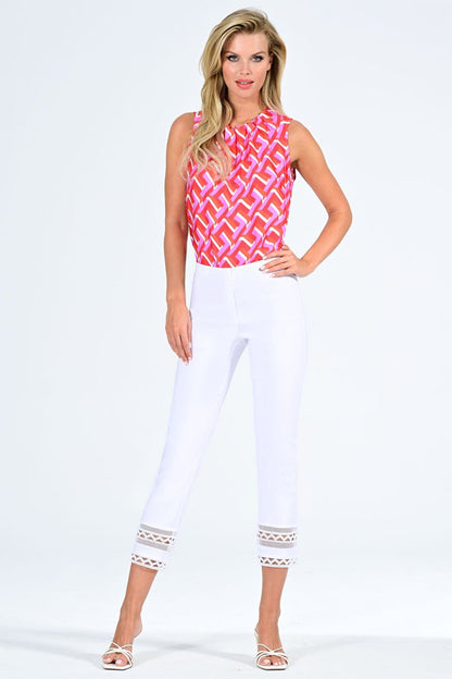Robell Marie 09 53489 5499 10 White Ankle Detail Trousers 68cm - Dotique