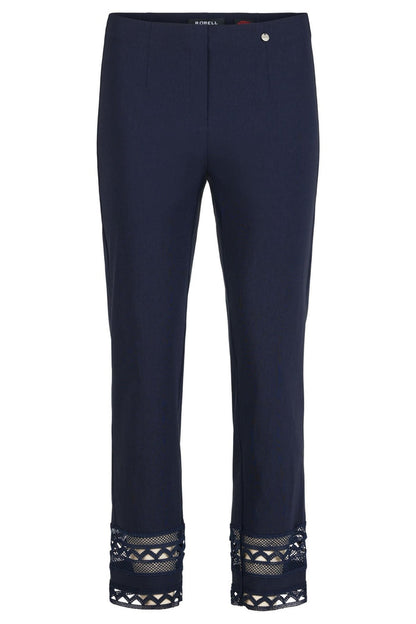 Robell Marie 09 53489 5499 69 Navy Ankle Detail Trousers 68cm - Dotique